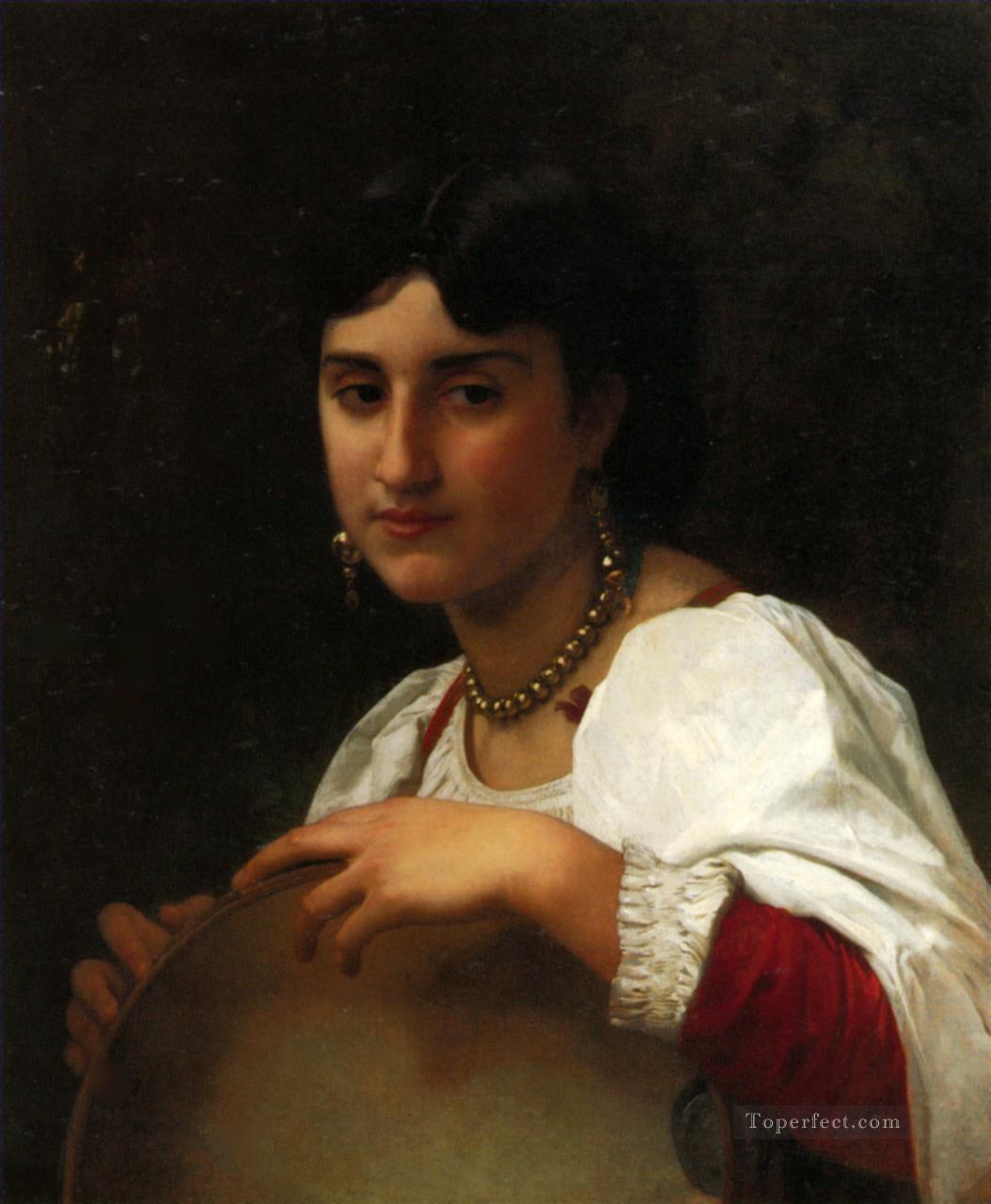 Litalienne au tambourin Realismo William Adolphe Bouguereau Pintura al óleo